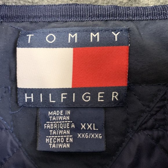 Vintage Tommy Hilfiger Quilted Vest Size XXL Gray 1990s Logo - Picture 6 of 10
